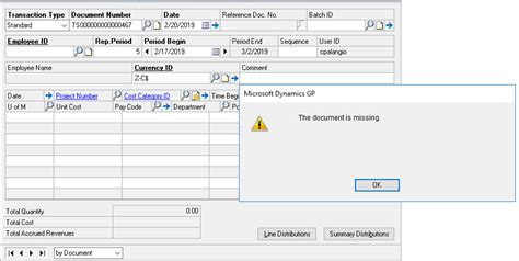 Dynamics GP Timesheet Error Troubleshooting