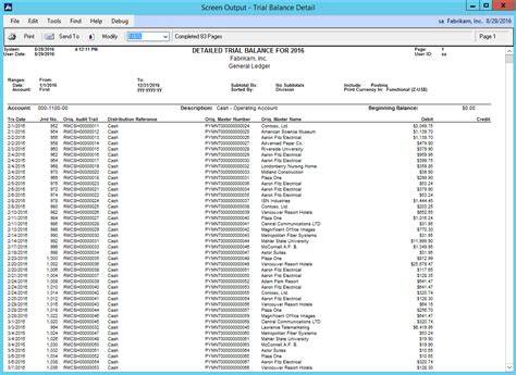 Dynamics GP Trial Balance