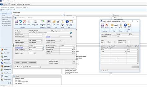 Dynamics GP Inventory Screen
