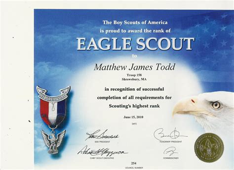 Eagle Scout Rank Certificate