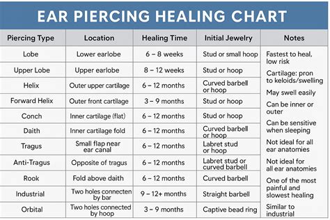 Ear Piercing Healing Chart