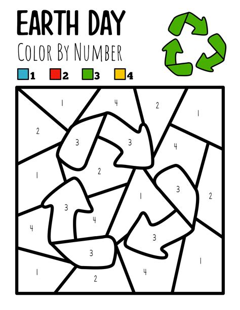 Earth Day Color By Number Free Printable
