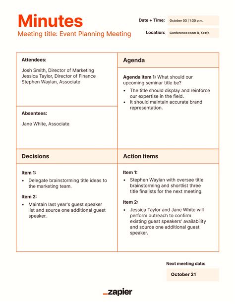 Easy Minutes Template