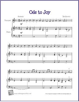 Easy Ode To Joy Trumpet Printable Sheet