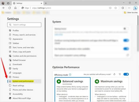 Edge System Settings Page