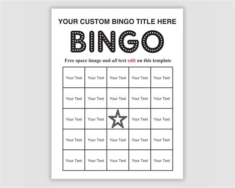 Editable Bingo Template