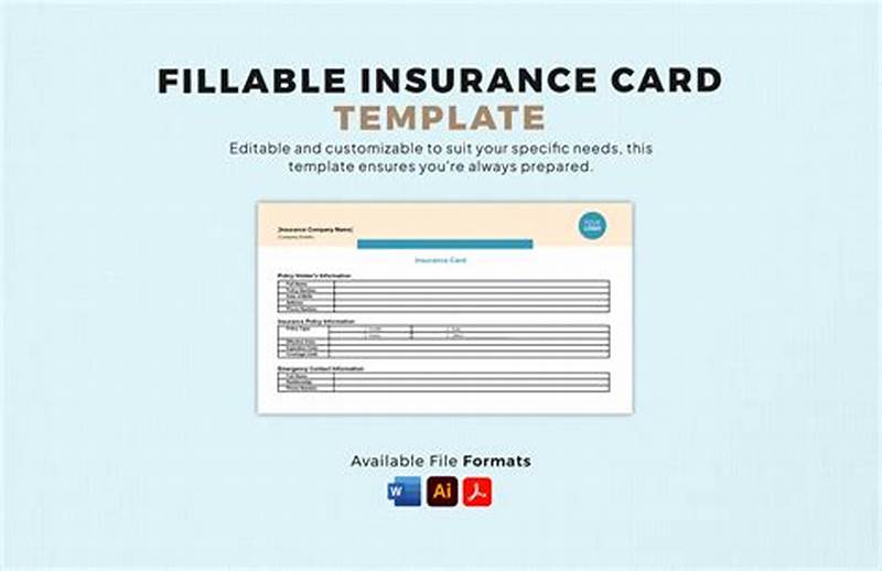 Editable Insurance Card Template
