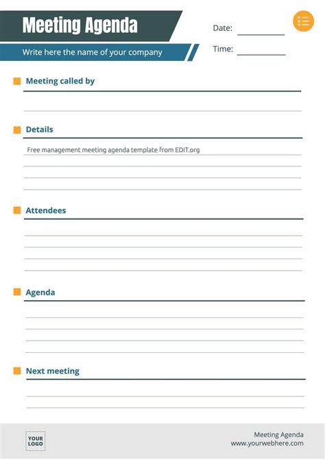 Editable Meeting Agenda Template