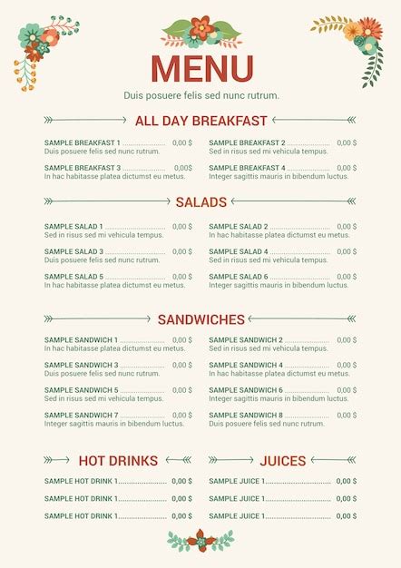 Editable Menu Template Free Download