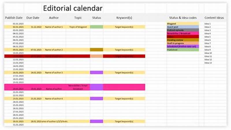 Editorial Calendar Example