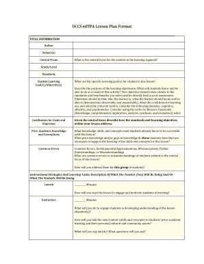 Edtpa Unit Plan Template