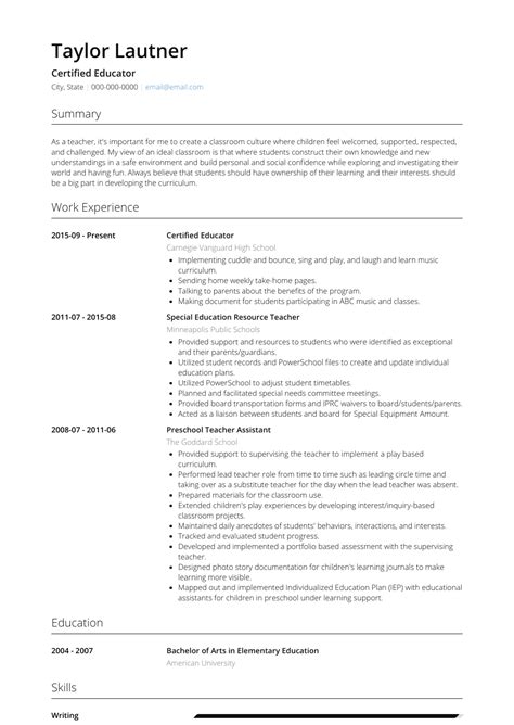 Educator Cv Template