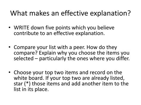 Effective explanation tips