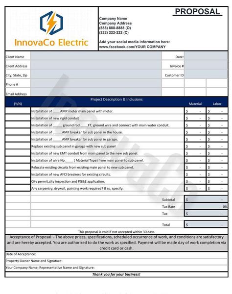 Electrical Bid Template