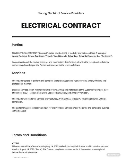 Electrical Contract Template