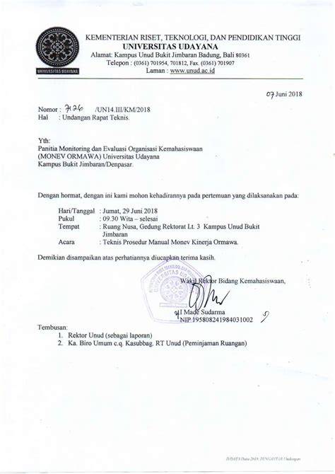 Elemen Surat Undangan Rapat