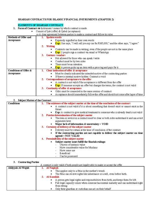 Elements of Islamic Contracts