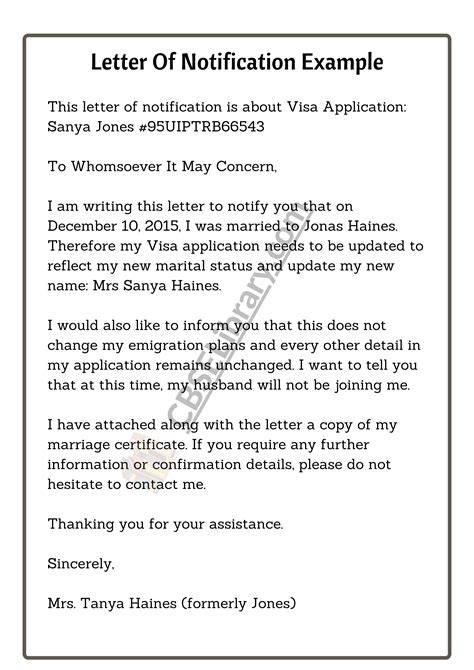 Elements of Notification Letter
