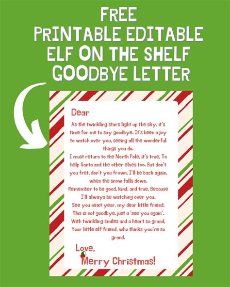 Elf On Shelf Goodbye Letter Template