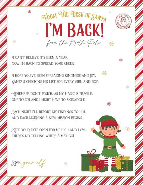 Elf On The Shelf Im Back Letter Printable