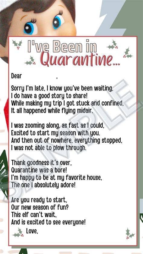 Elf On The Shelf Printable Letter Quarantine