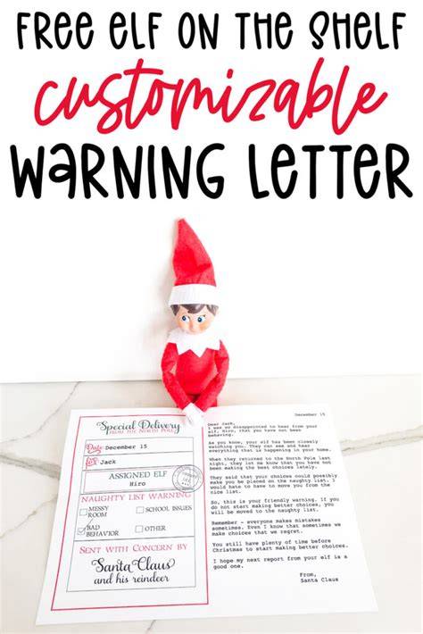 Elf On The Shelf Printable Warning Letter