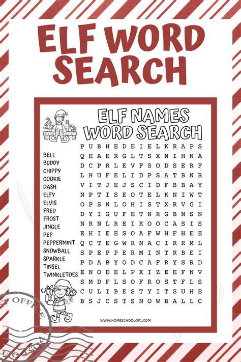 Elf On The Shelf Word Search Printable Free
