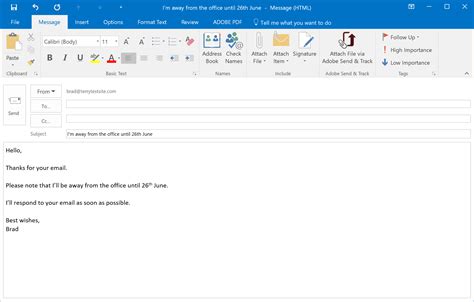 Email Automatic Reply Template