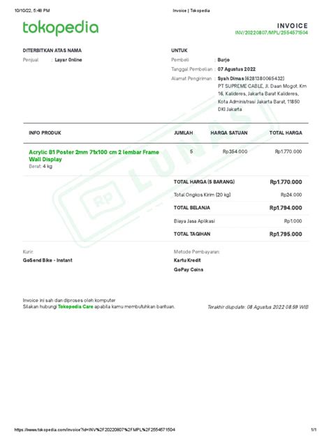 Email Invoice Tokopedia