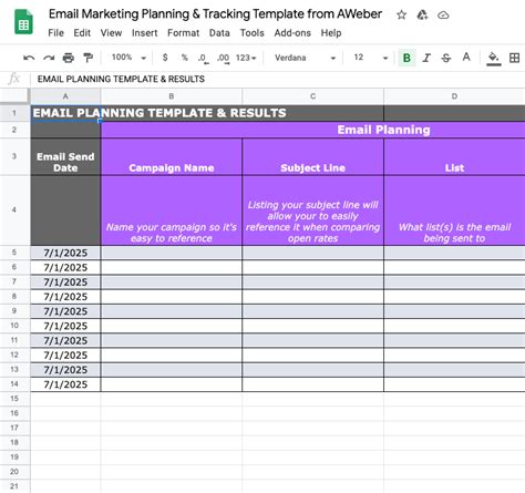 Email Marketing Planning Template