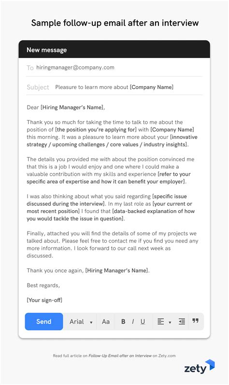 Email Template For Following Up After An Interview