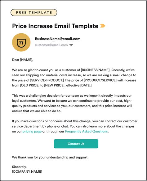 Email Template For Price Increase