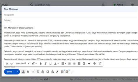 Email Lamaran Kerja