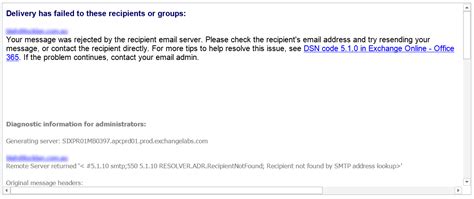 Email non delivery report example