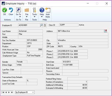 Employee Banked Tab Empty Dynamics GP