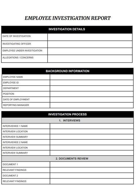 Employee Investigation Template