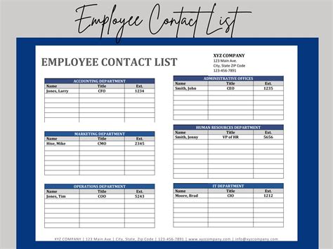 Employee Phone List Template
