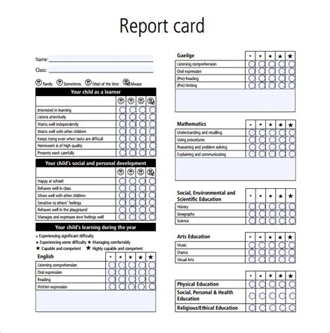 Employee Report Card Template