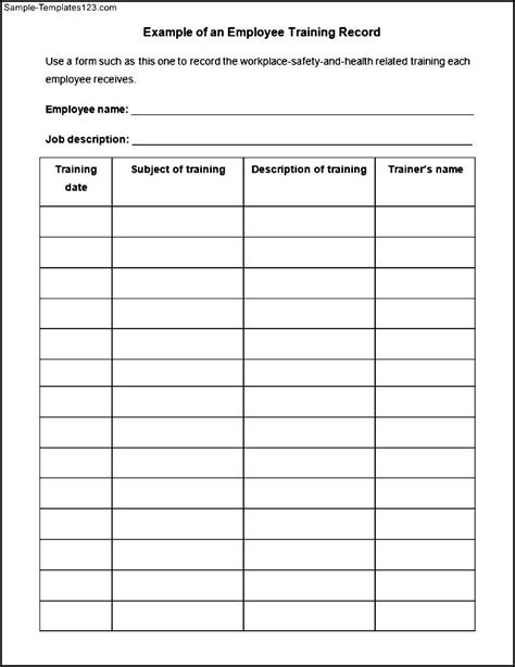 Employee Training Record Template