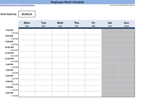 Employee Work Schedule Templates Free