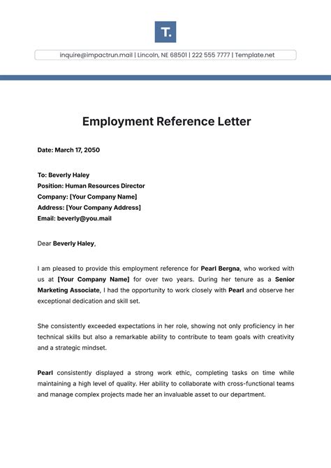 Employment Reference Letter Template