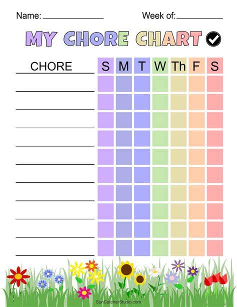 Empty Chore Chart For Girls With A Collum For Price