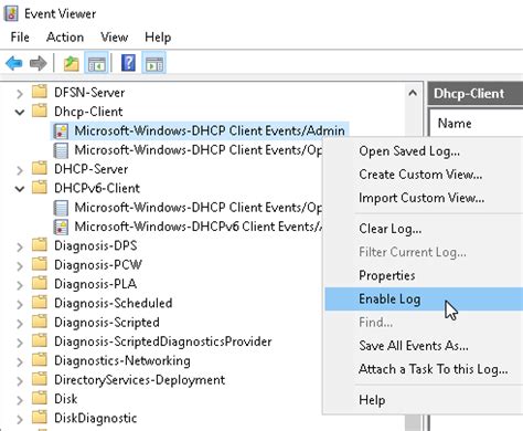 Enable DHCP Client Logs
