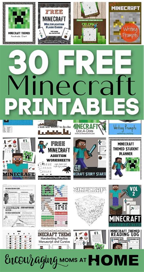 Encouragingmomsathome Com Free Minecraft Printables For Learning