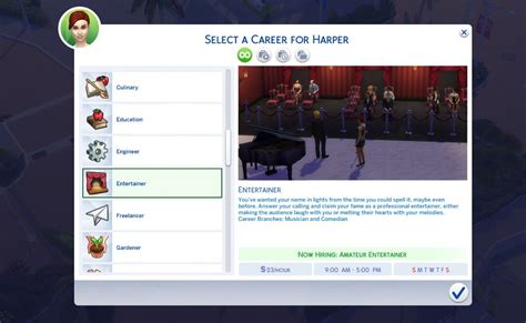 Entertainer Career Sims 4