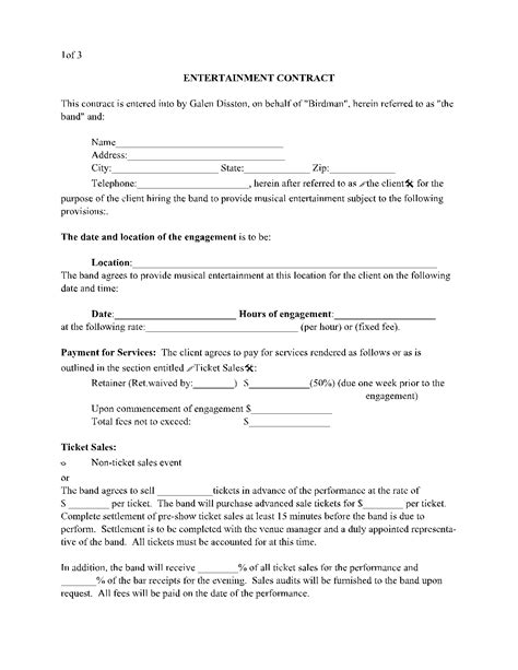 Entertainment Contract Template