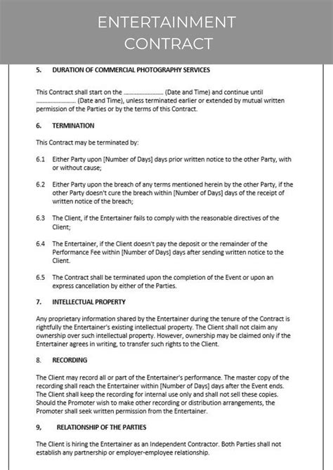 Entertainment industry contract