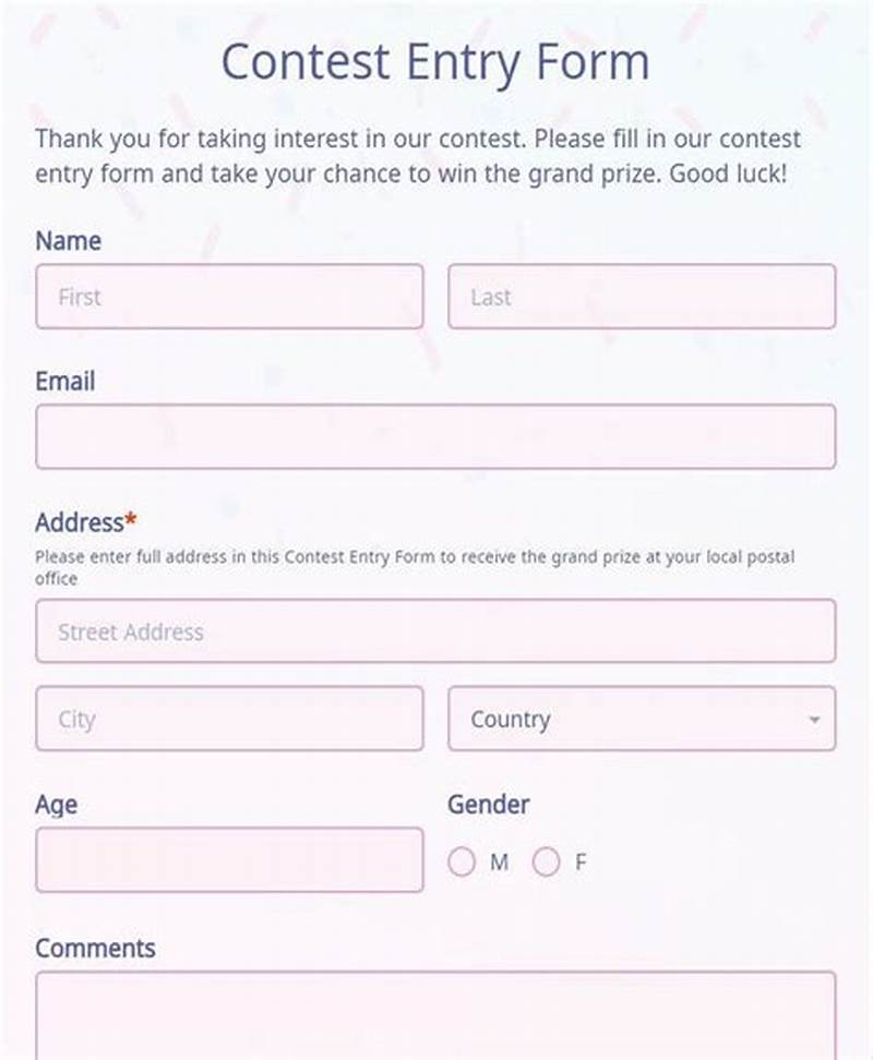 Entry Form For Contest