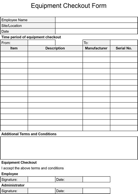 Equipment Checkout Template