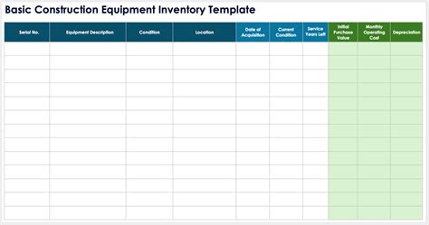 Equipment Inventory Template Excel